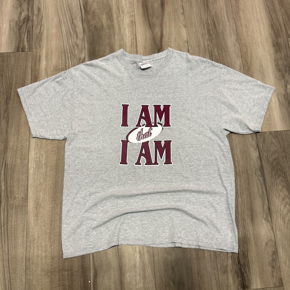 Hanes Heavyweight I AM That I AM Names of God Christian Graphic T-Shirt Gray XL